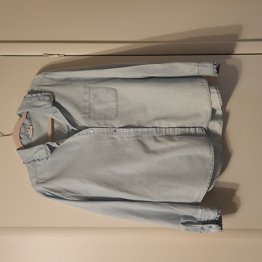 a.n.a. Light Blue Jean Blouse